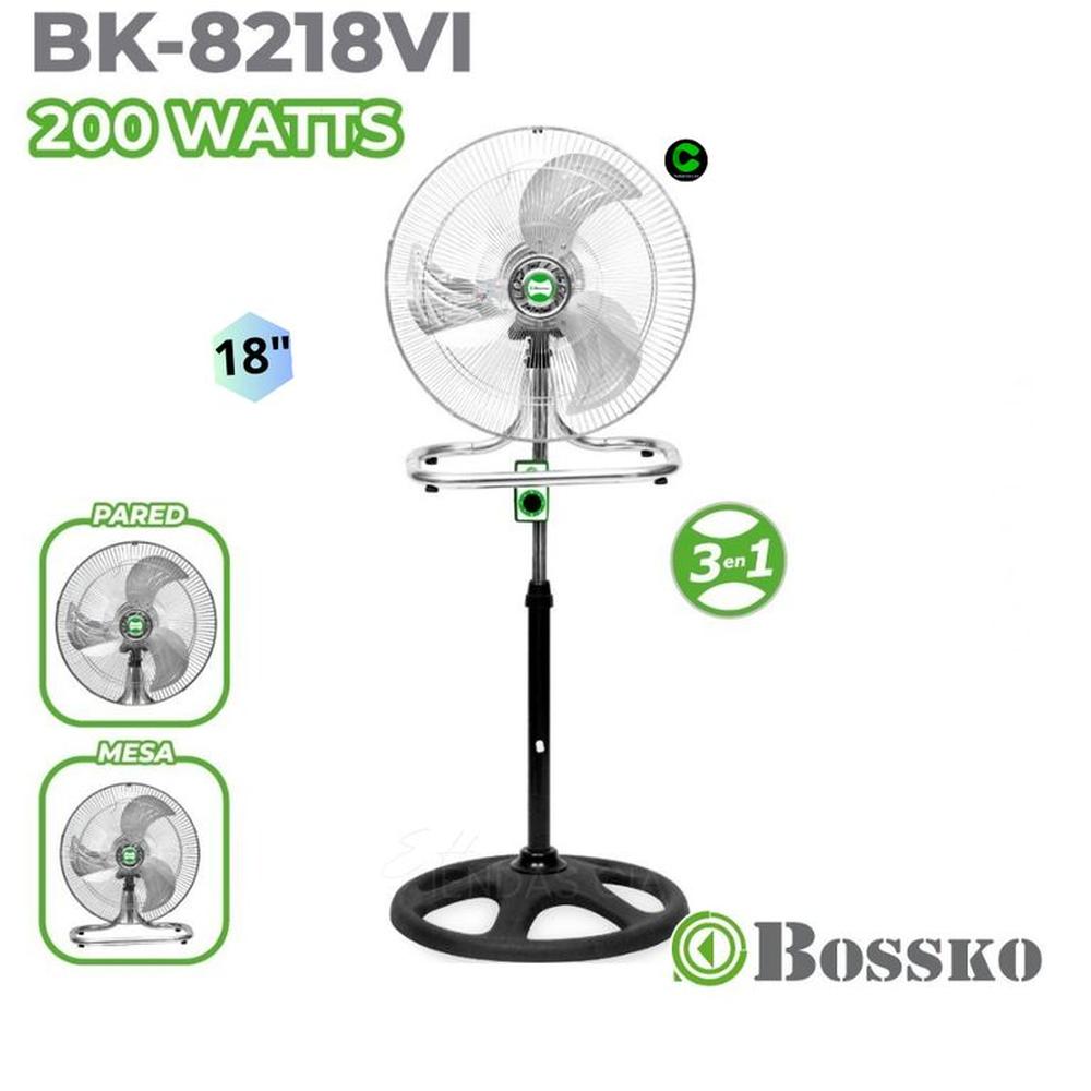 VENTILADOR BOSSKO 3 EN 1 BK-8218VI / METAL