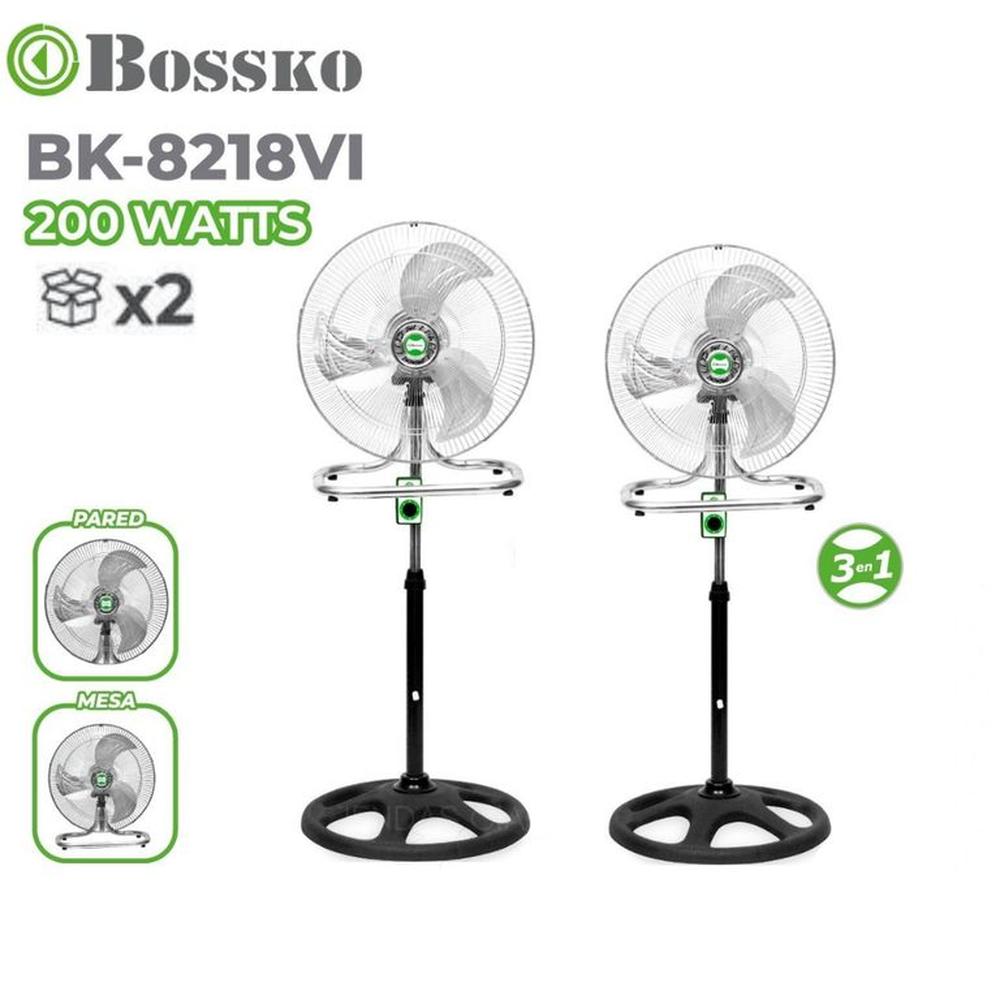 VENTILADOR BOSSKO 3 EN 1 BK-8218VI NG / METAL X 2 UNIDADES