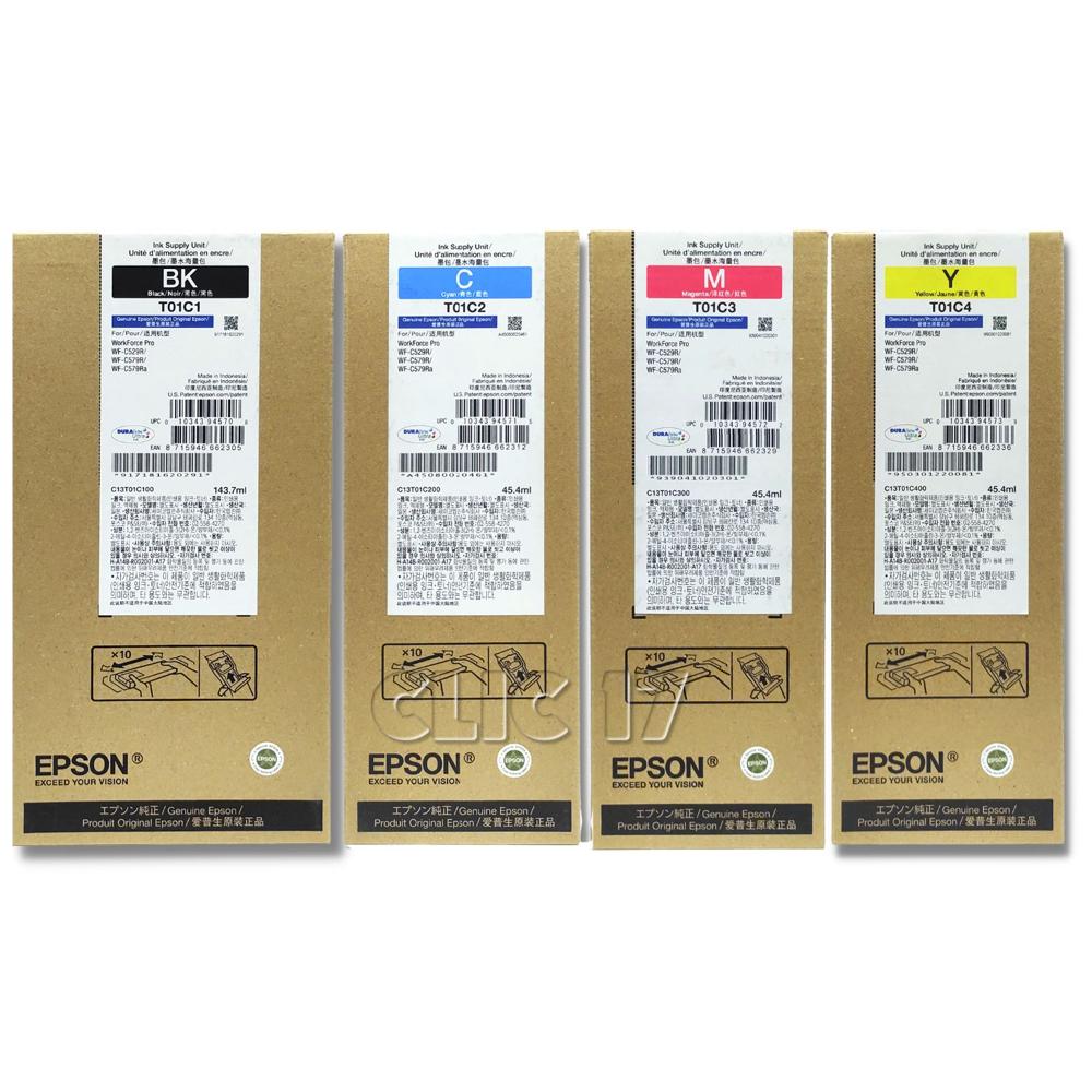 Kit Bolsa de Tinta Epson T01C Negro Cian Magenta Amarillo Original