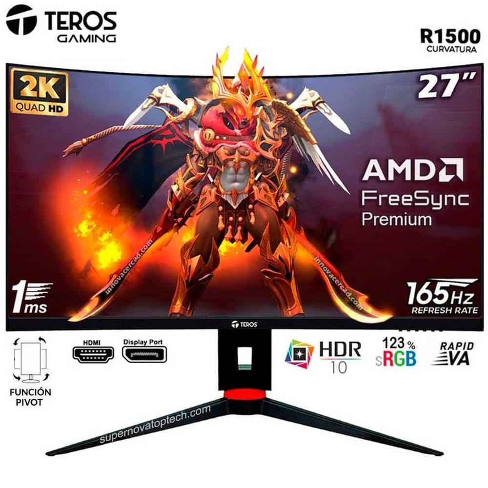 Monitor Teros TE-2765G 27 Curvo 165hz 2560x1440 QHD HDR Pivot.