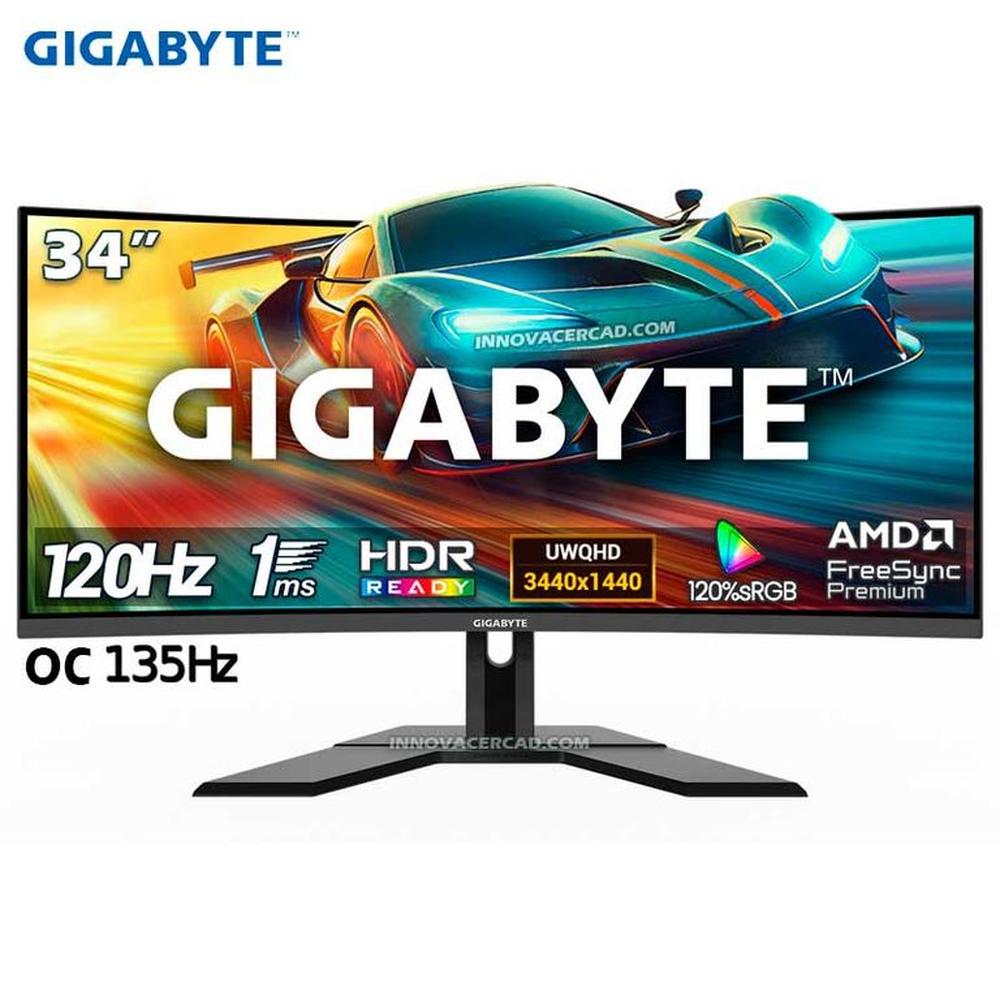 Monitor Curvo Gigabyte Gs34wqc 34 VA WQHD 3440x1440 135HZ 1MS