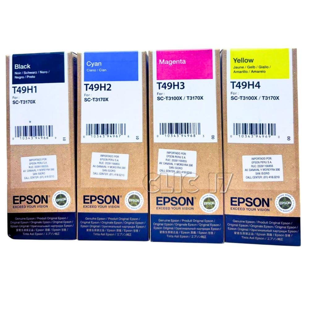 Kit Botella de Tinta Epson T49H x 4 colores  Original de 140ml