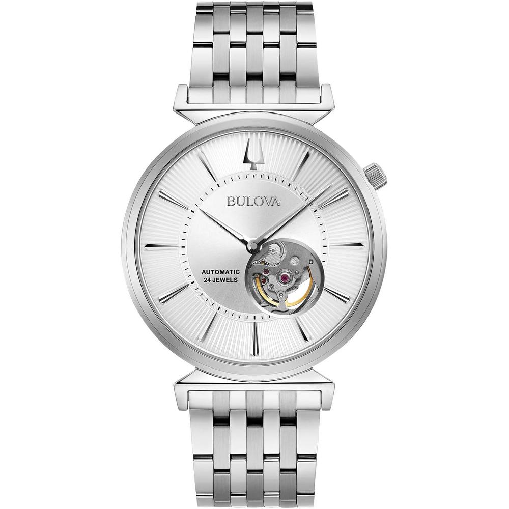 Bulova reloj clásico Regata automático hombre correa cuero delgado | Plateado