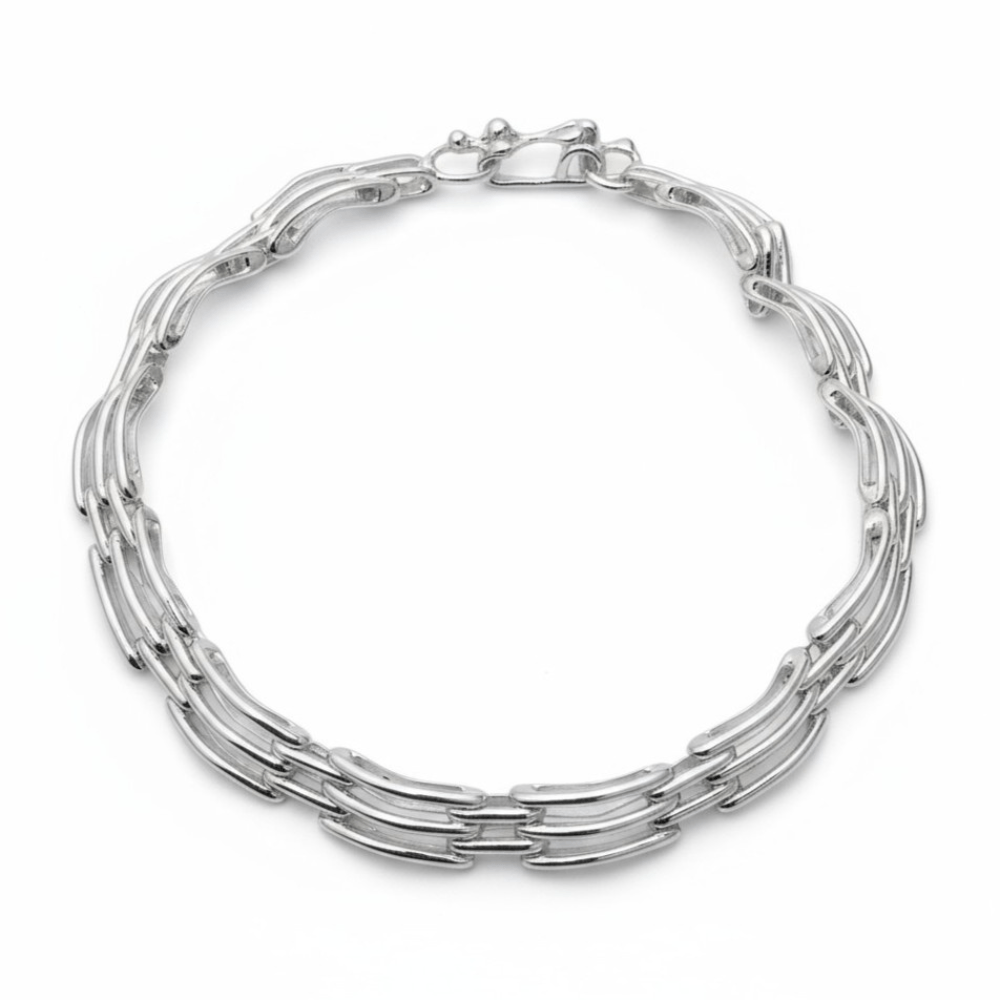 PULSERA DE PLATA TIPO TRES LINEAS 19CM
