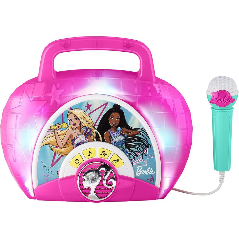 eKids Barbie altavoz karaoke infantil con micrófono y luces intermitentes