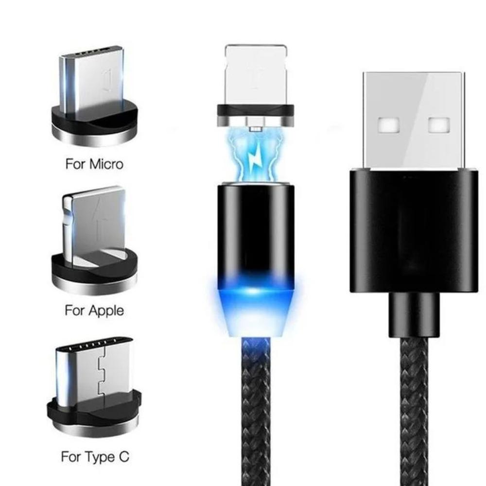 Cable Imantado Magnético 3 En 1 Android Tipo C Y Lightning