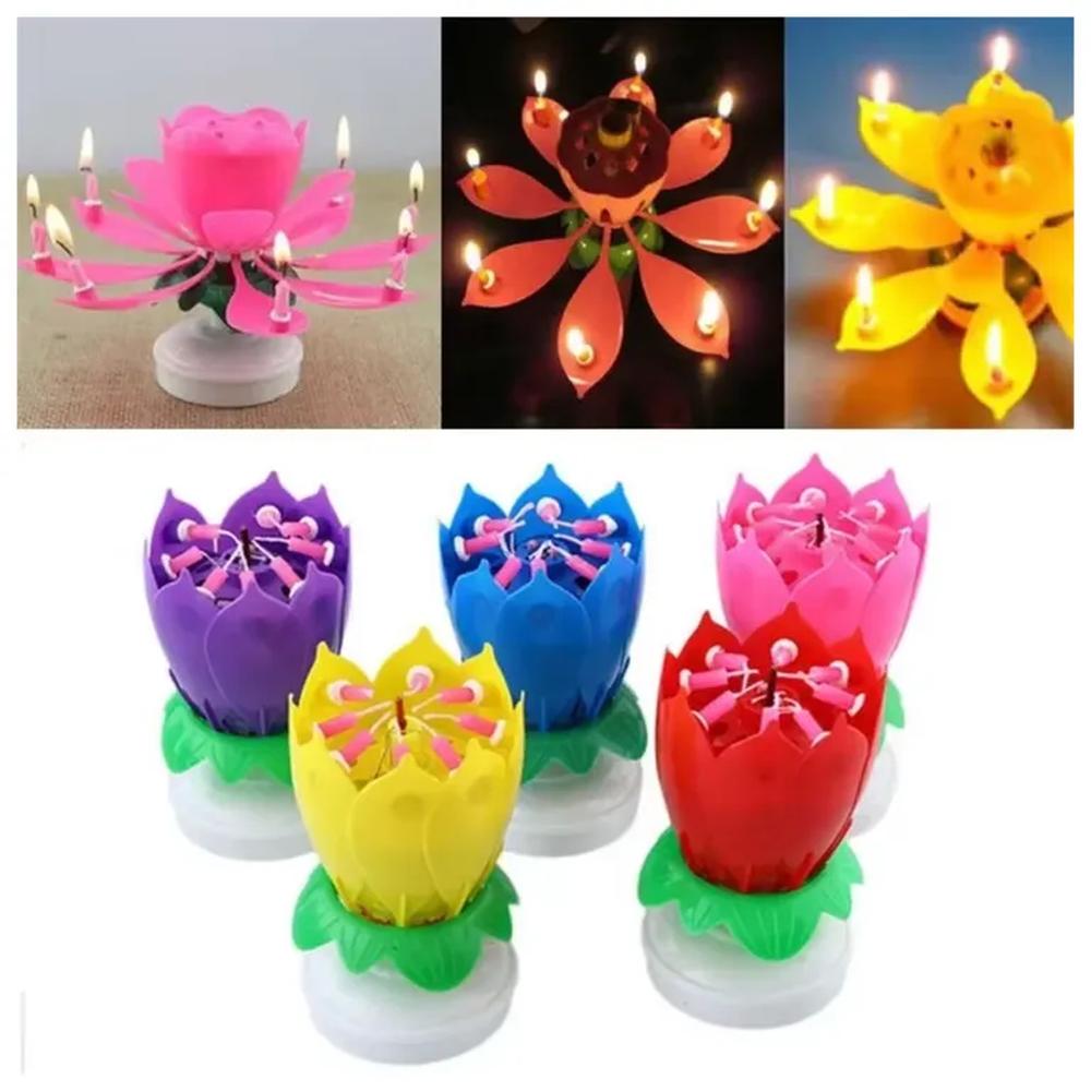 Vela Musical Diseño Flor Cumpleaños