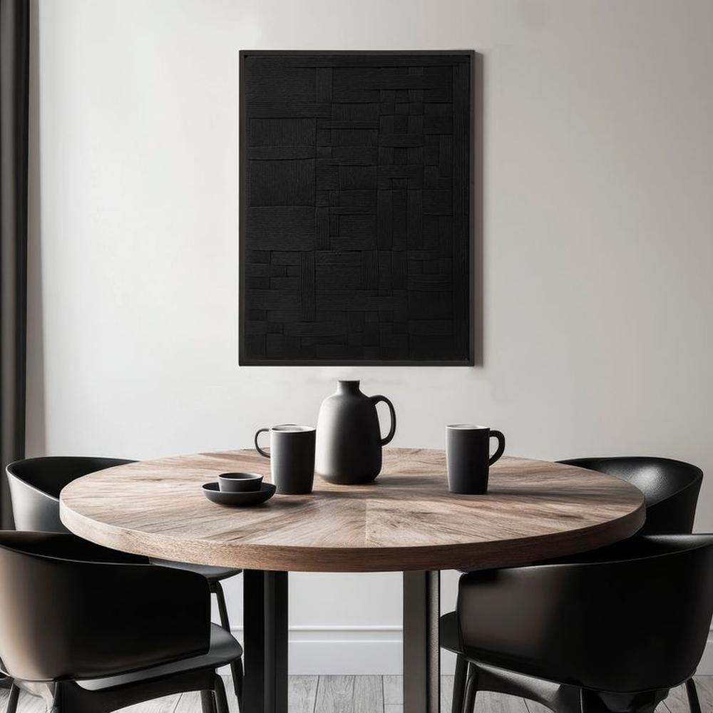 Cuadro Agust negro lienzo trenzado con hilos de algodón