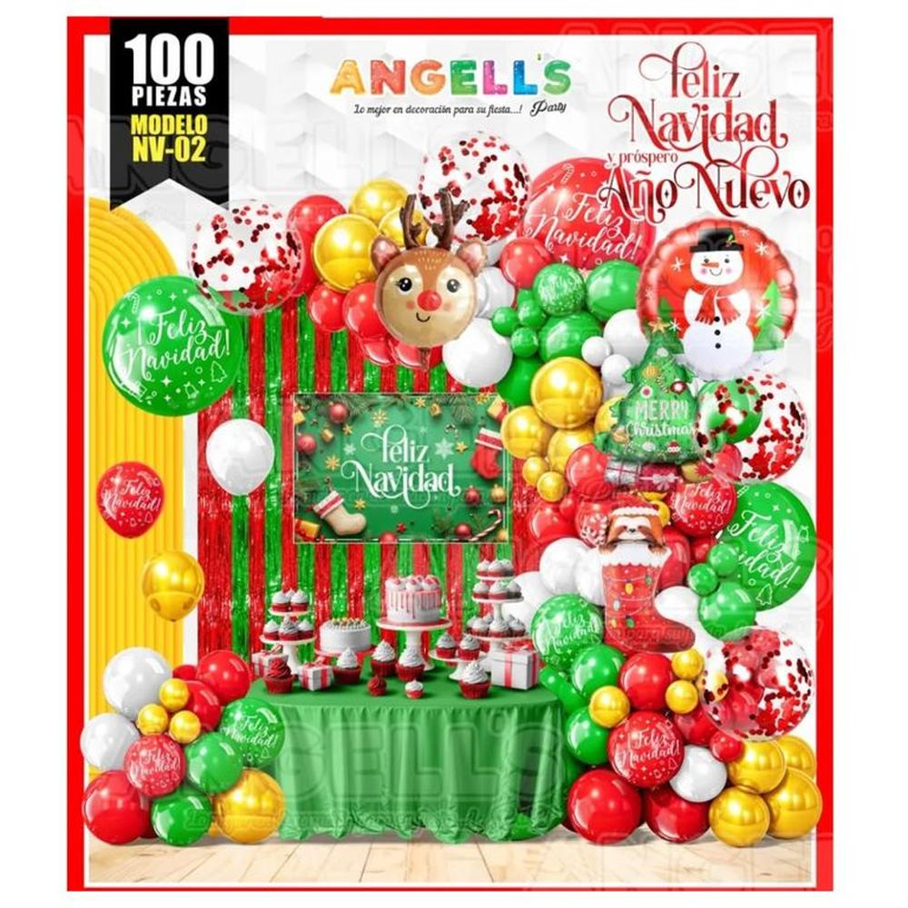 Globos Bouquet Navidad 100 Piezas