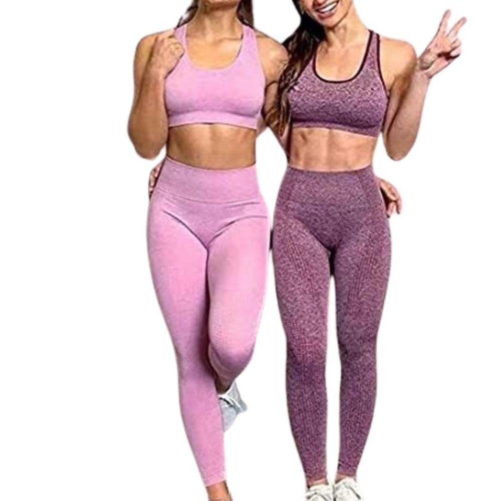 ROPA CONJUNTO LEGGINS Y TOP DEPORTIVO PARA DAMAS ROSADO