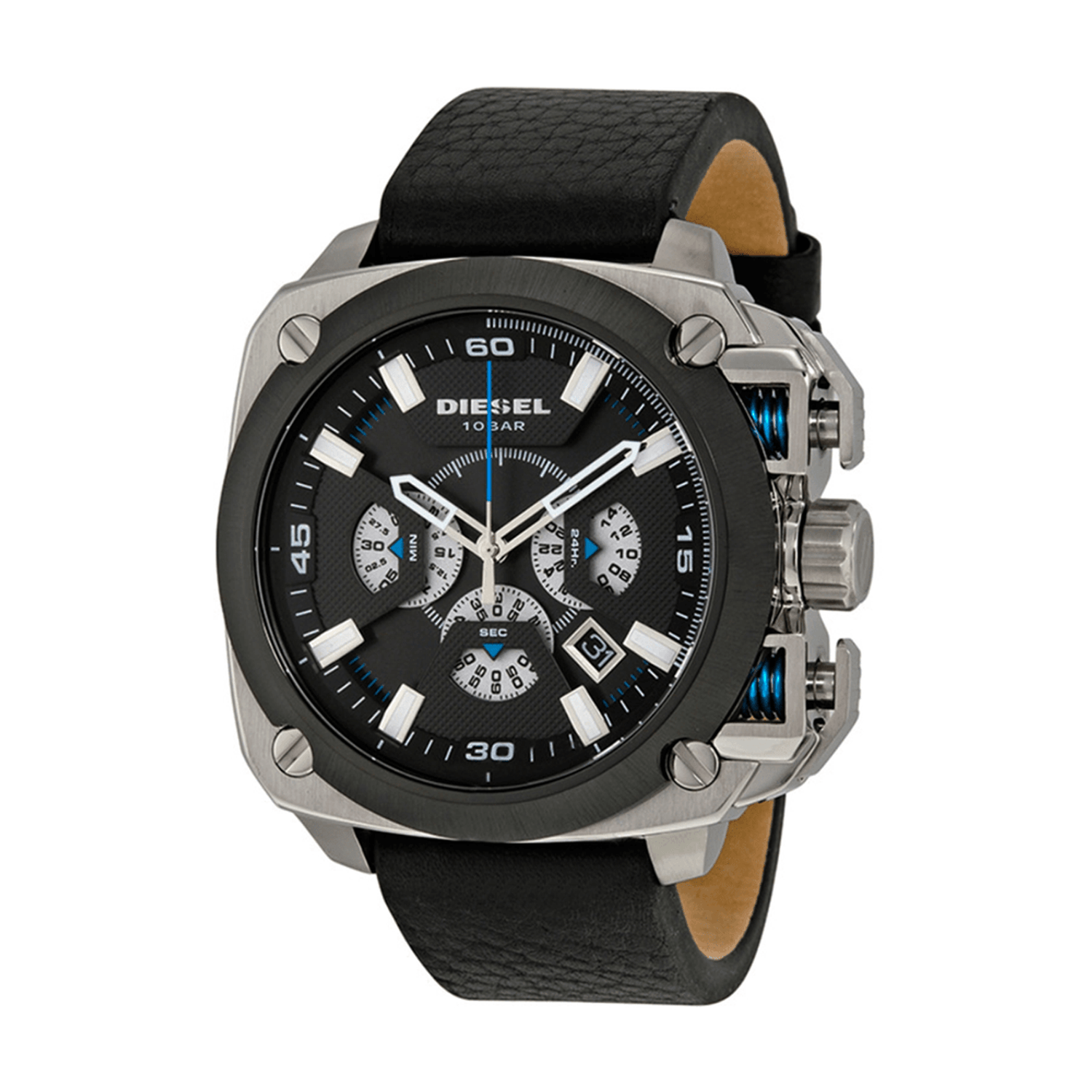 Reloj Diesel DZ7345 Correa de Cuero Genuino Para Hombre Negro Oechsle