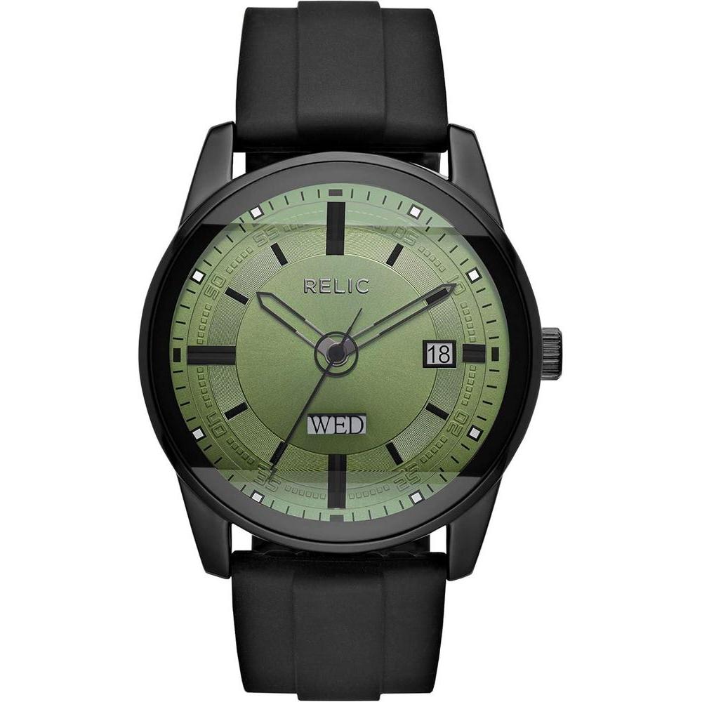 Reloj de silicona negro con esfera verde y funciones de calendario