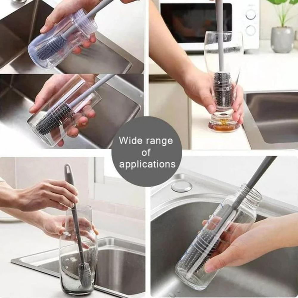 3 Uni Cepillo Silicona Limpia Botellas Tomatodo Vaso