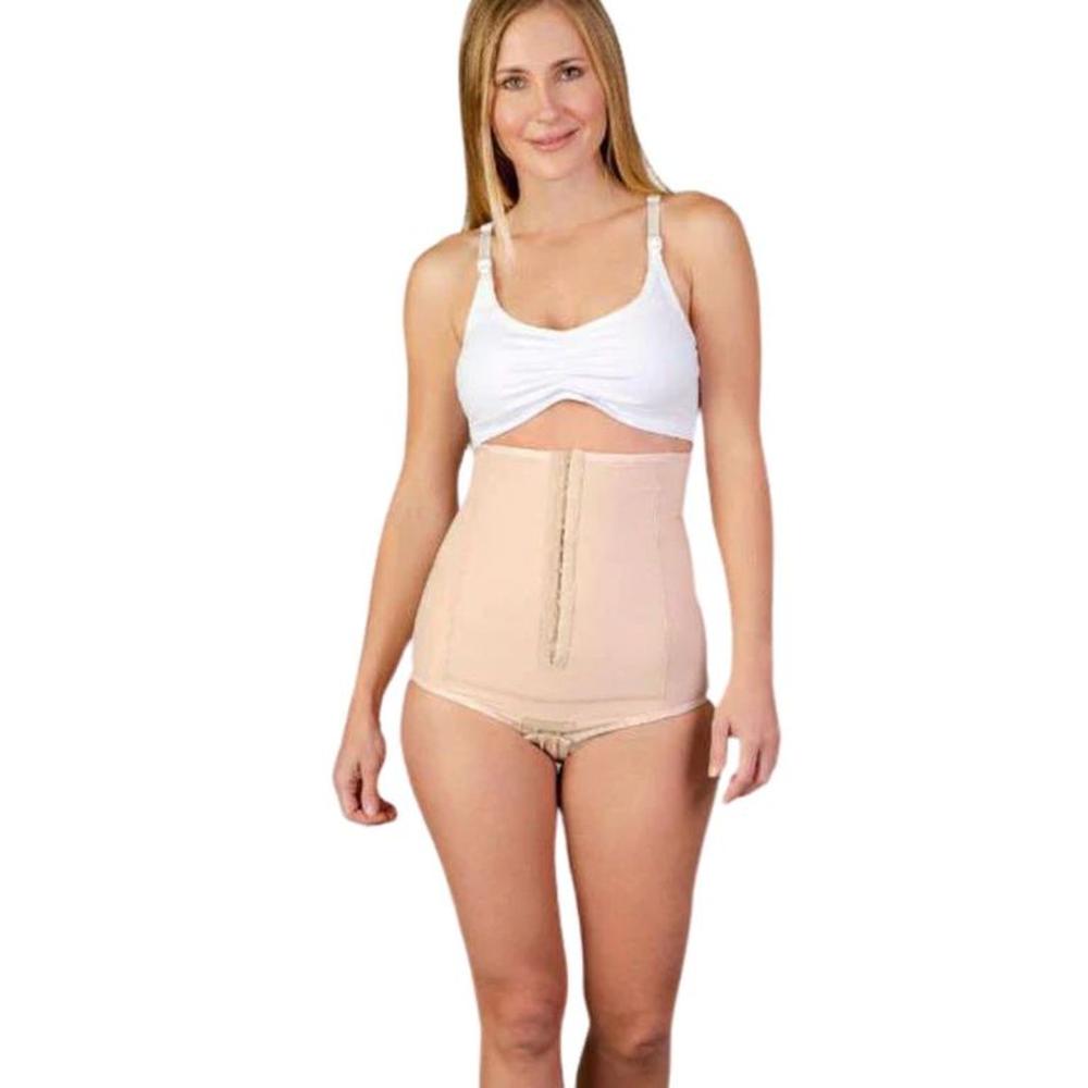 Faja post parto natural y cesárea con tirantes beige