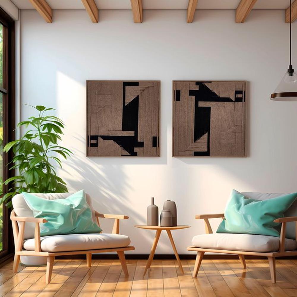 Cuadro Corlys cocoa con negro - lienzo trenzado con hilos