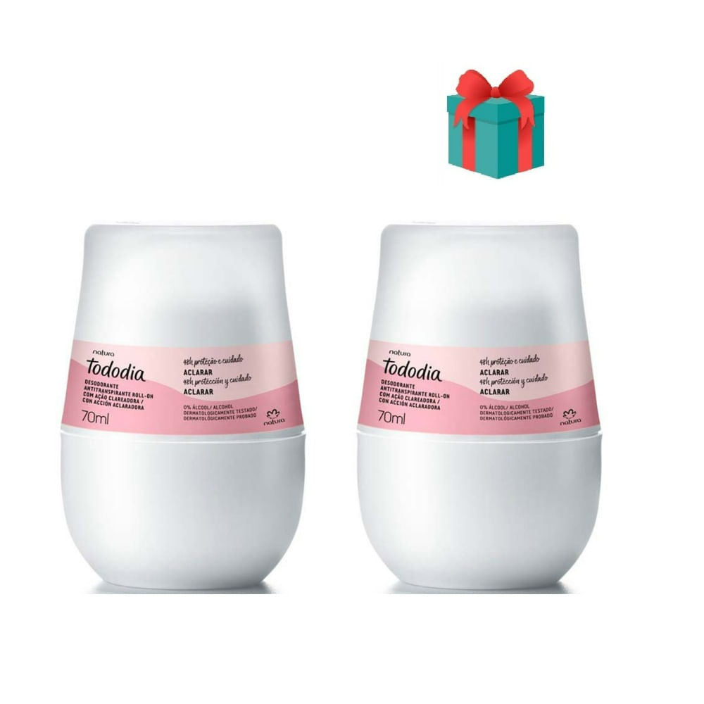 2 Desodorantes roll on aclarador 70ml Tododia y regalo