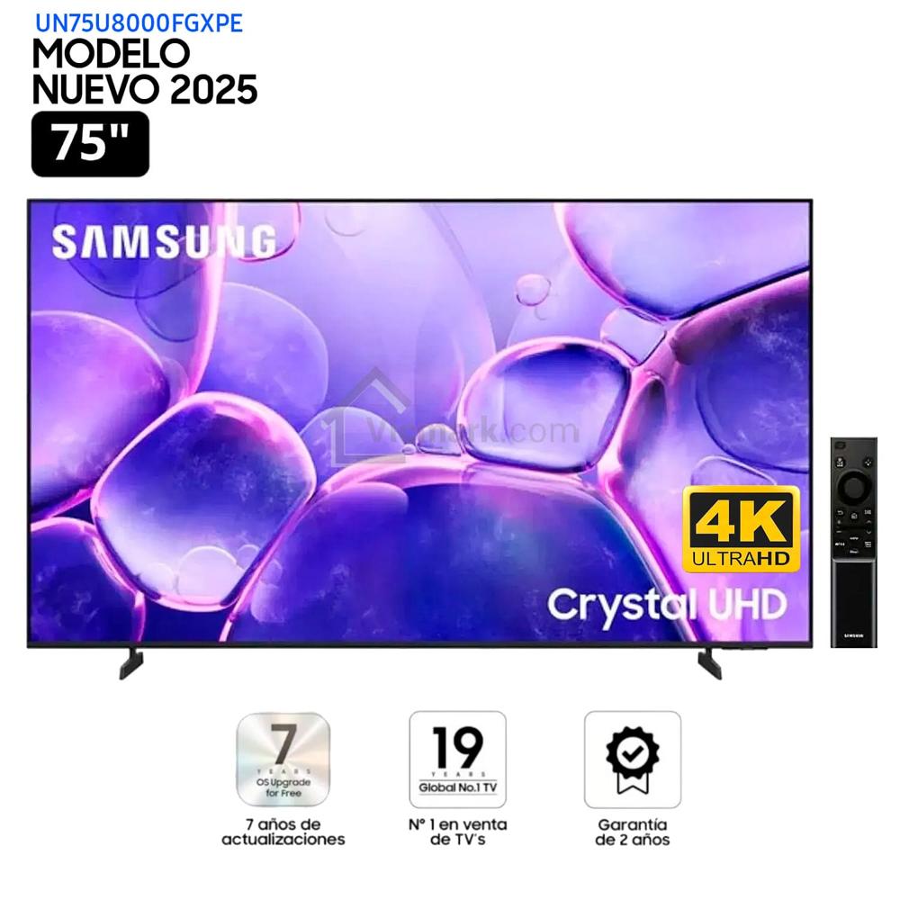 Televisor SAMSUNG 75 Pulg UN75U8000FGXPE CRYSTAL UHD 4K Smart TV 2025