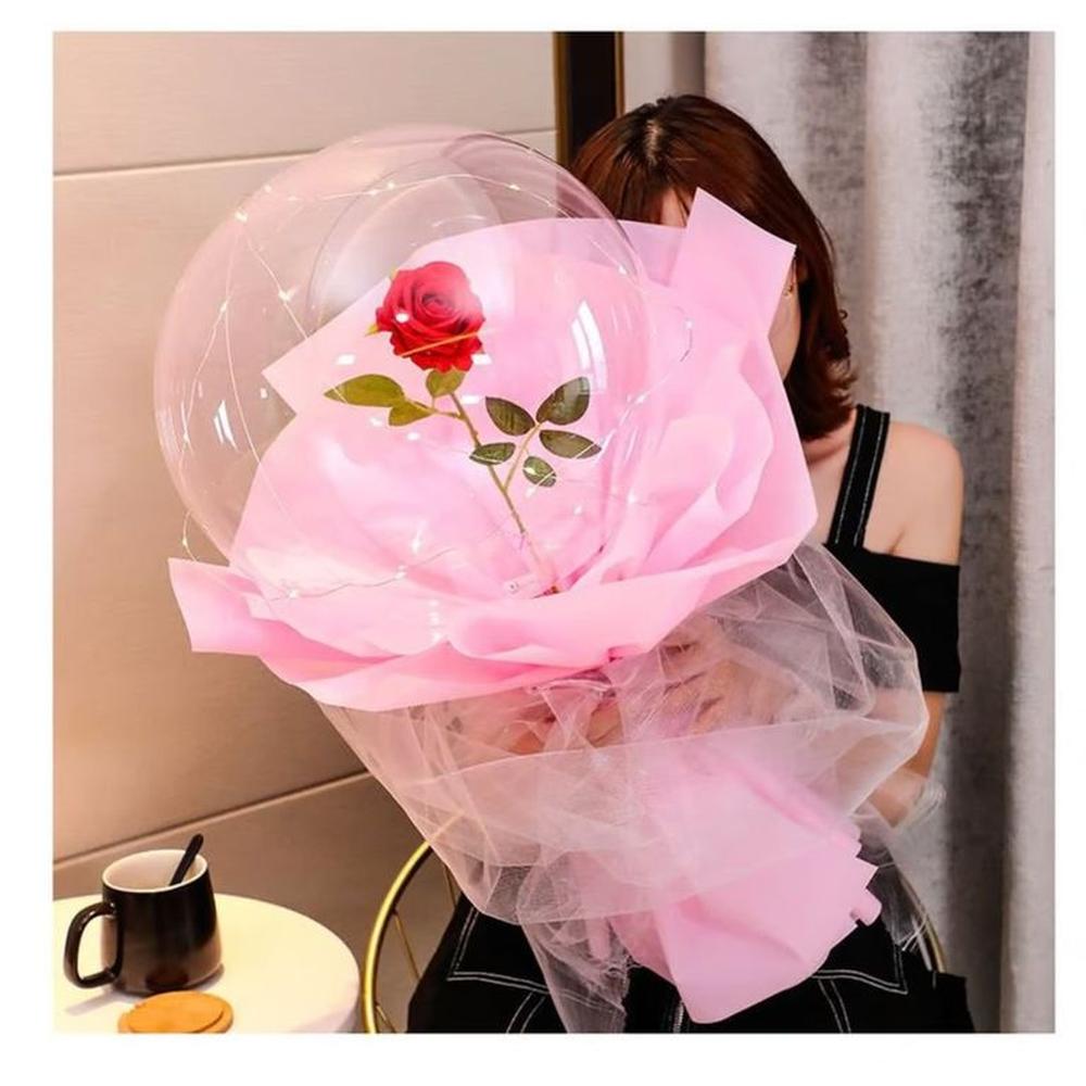 Globo bouquet de rosa decoracion led luminoso
