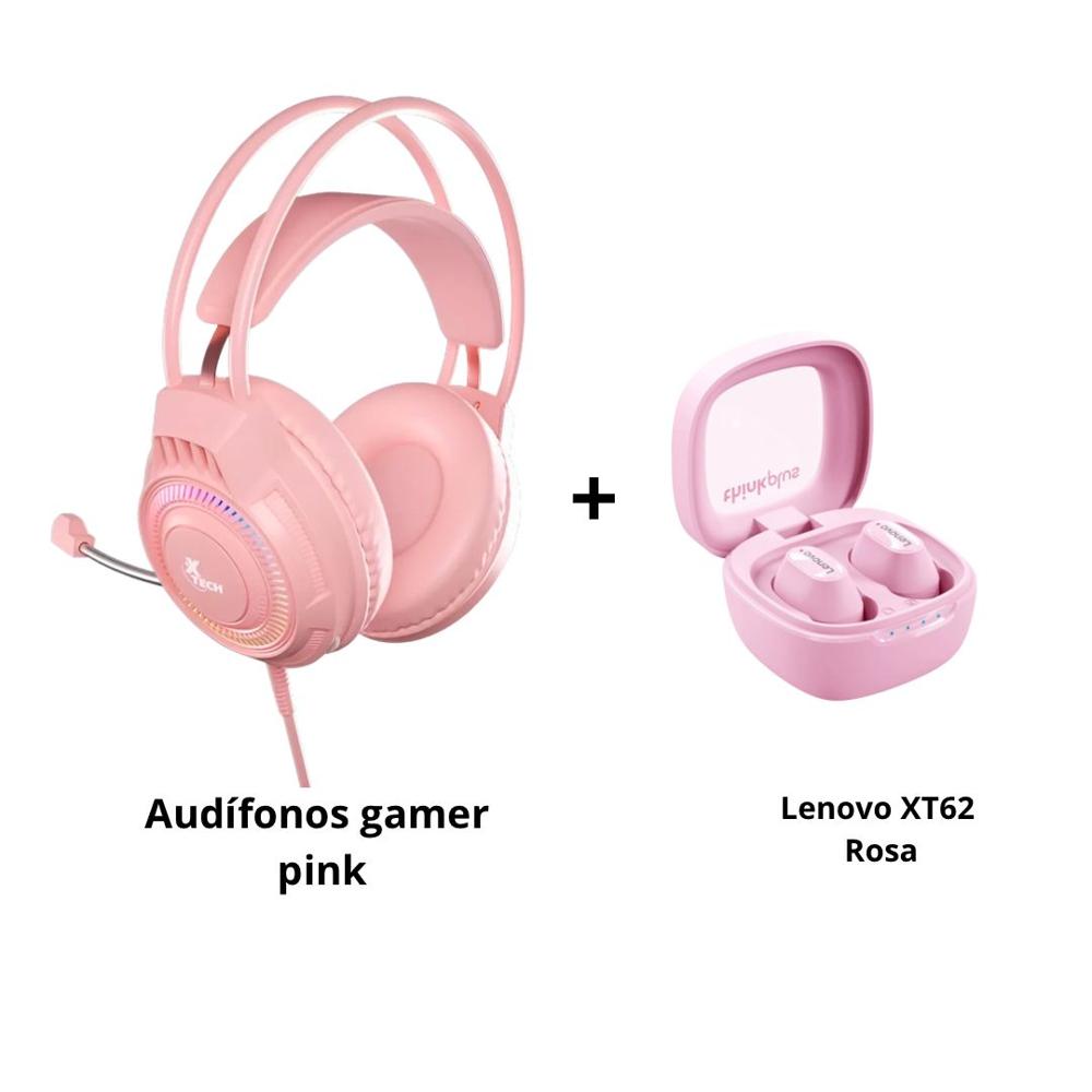 Audifonos gamer Pink + Lenovo XT62 rosa
