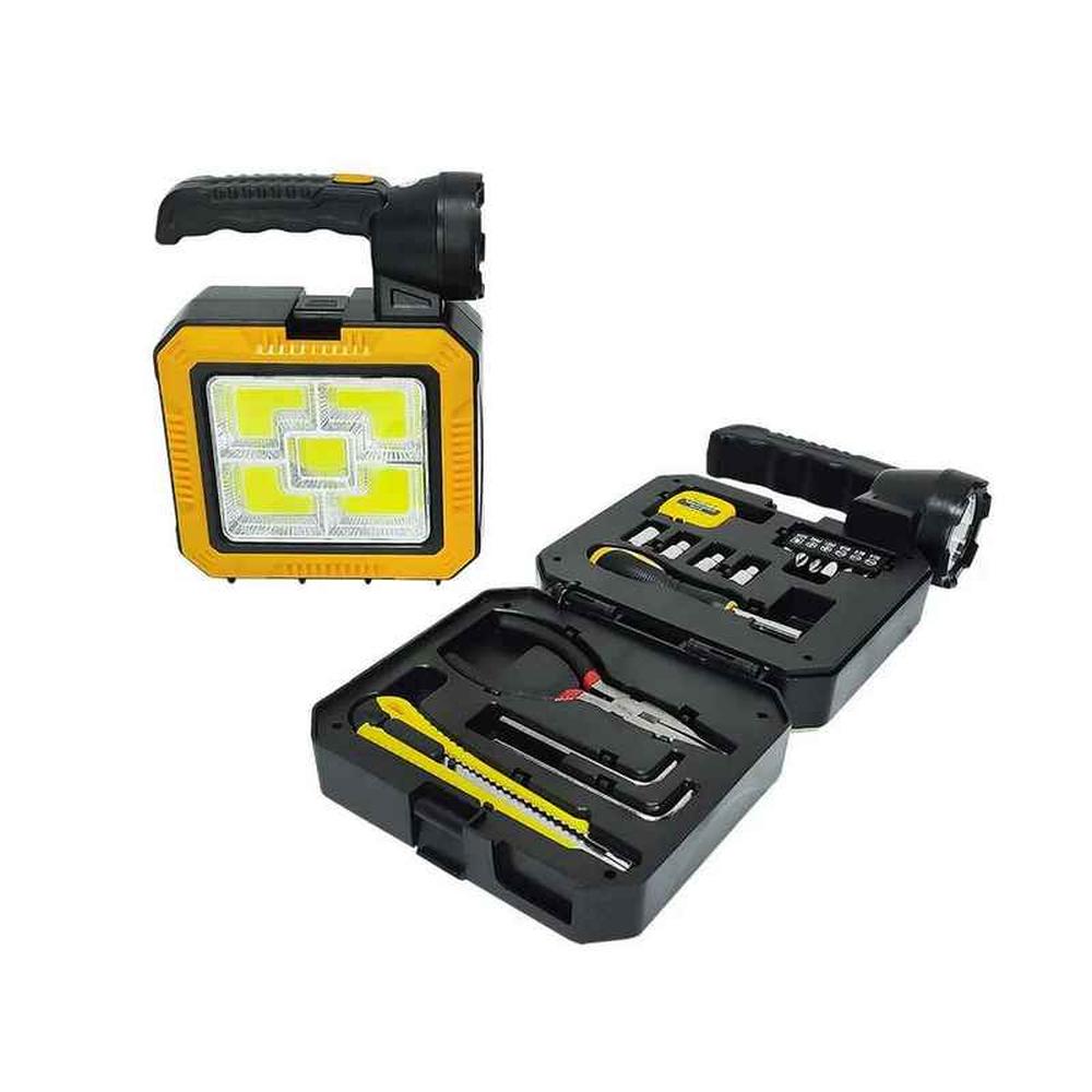 Set Caja de Herramientas linterna con luz de emergencia