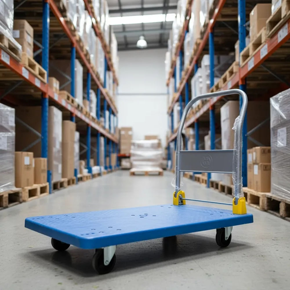 Carrito Plegable Tipo Plataforma Carga para Almacén 600KG 62x103cm 5 Ruedas con Base Antideslizante