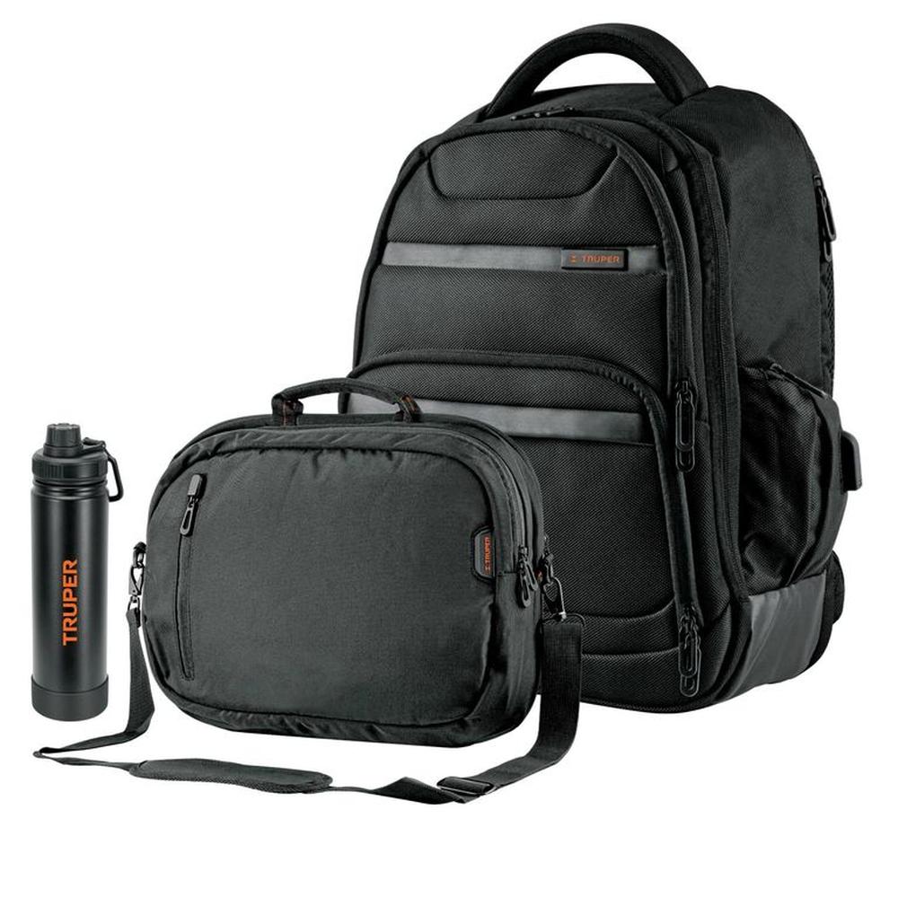 Mochila porta laptop USB +Maleta maletín porta laptop 17 morral truper