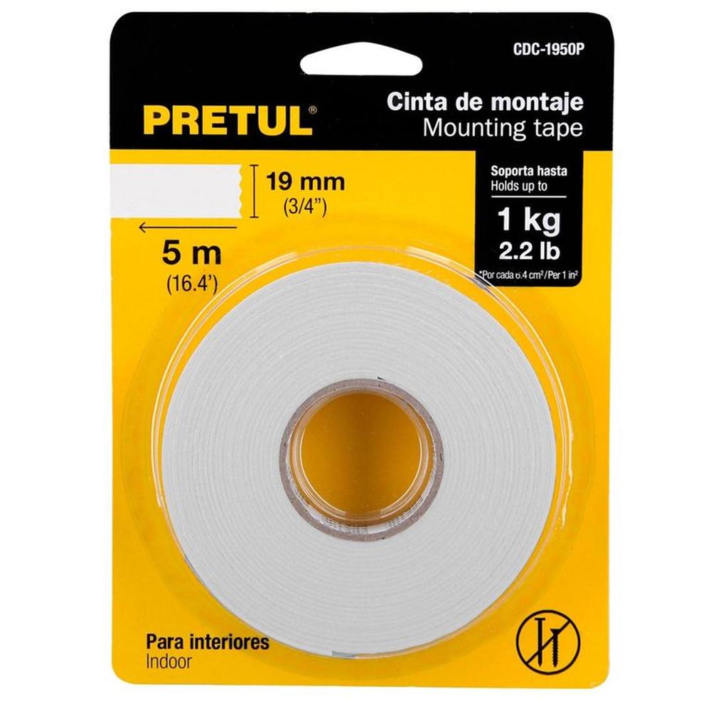 Cinta Doble Cara Pretul 19mm x 5m Blanco