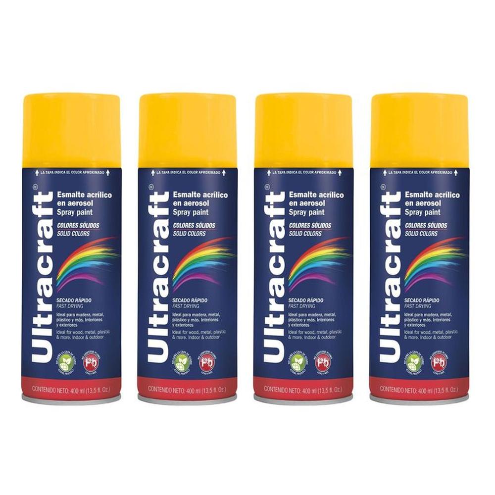 Pintura spray color amarillo CAT, pack 4 unidades ULTRACRAF TRUPER Plateado