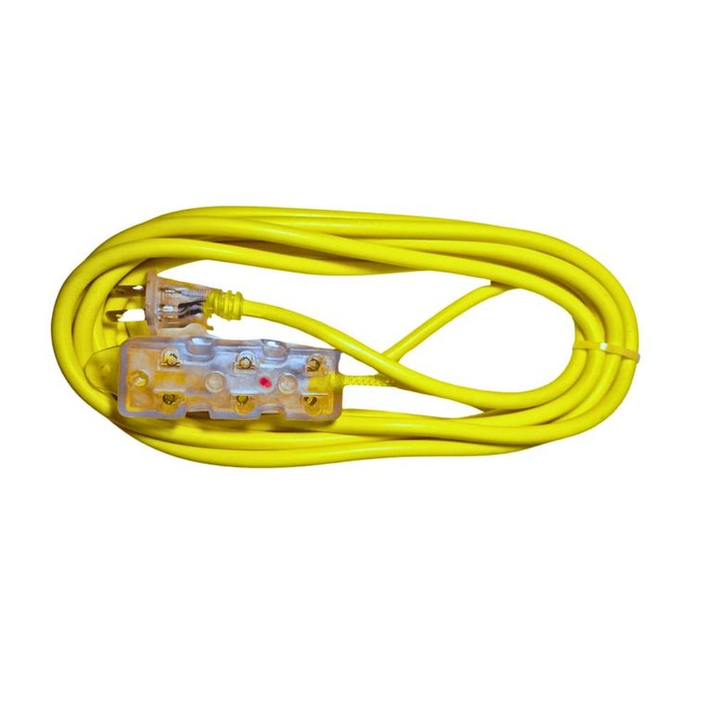 Extensión eléctrica amarilla 3 tomas foco de neón 3M