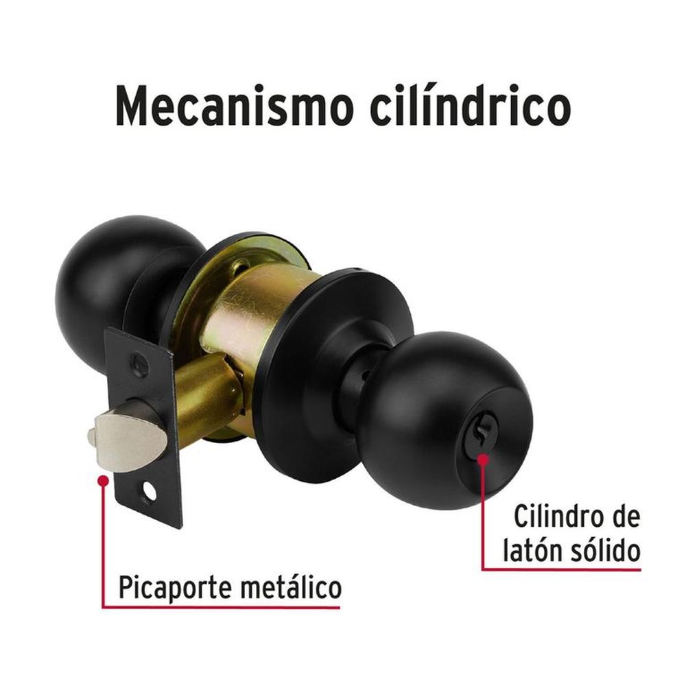 CHAPA BOLA Cerradura pomo negro esfera recámara HERMEX Negro