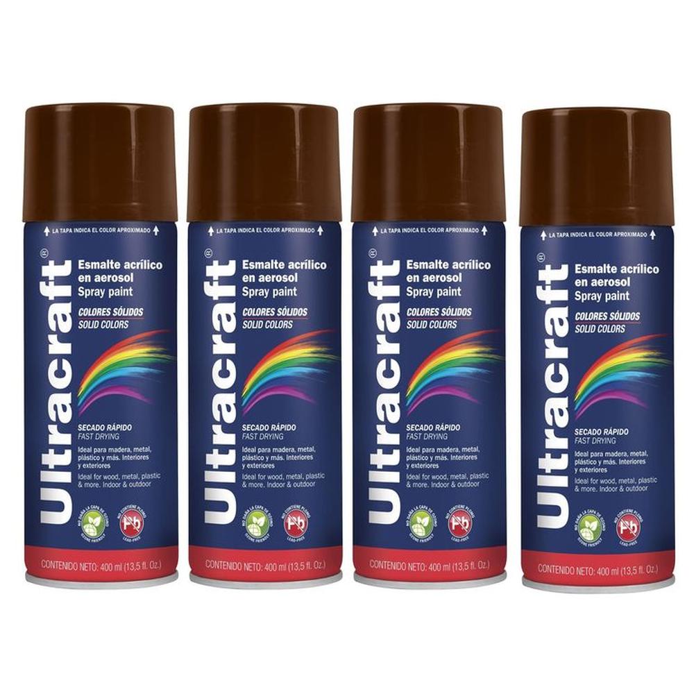 Spray Pintura color MARRON, 4 UNIDADES ULTRACRAF TRUPER Marrón