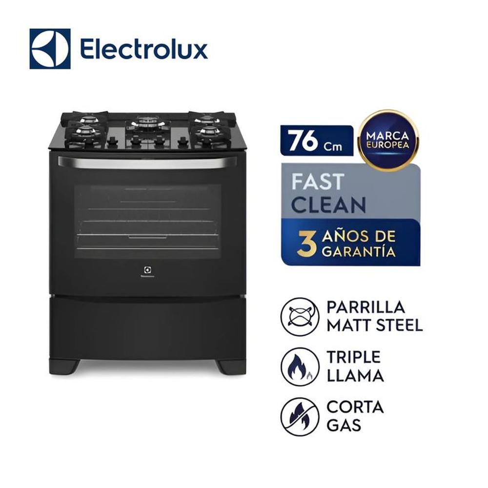 Cocina Electrolux 5 Quemadores con Mesa de Vidrio Templado y Triple Llama 76cm 76GS-CL