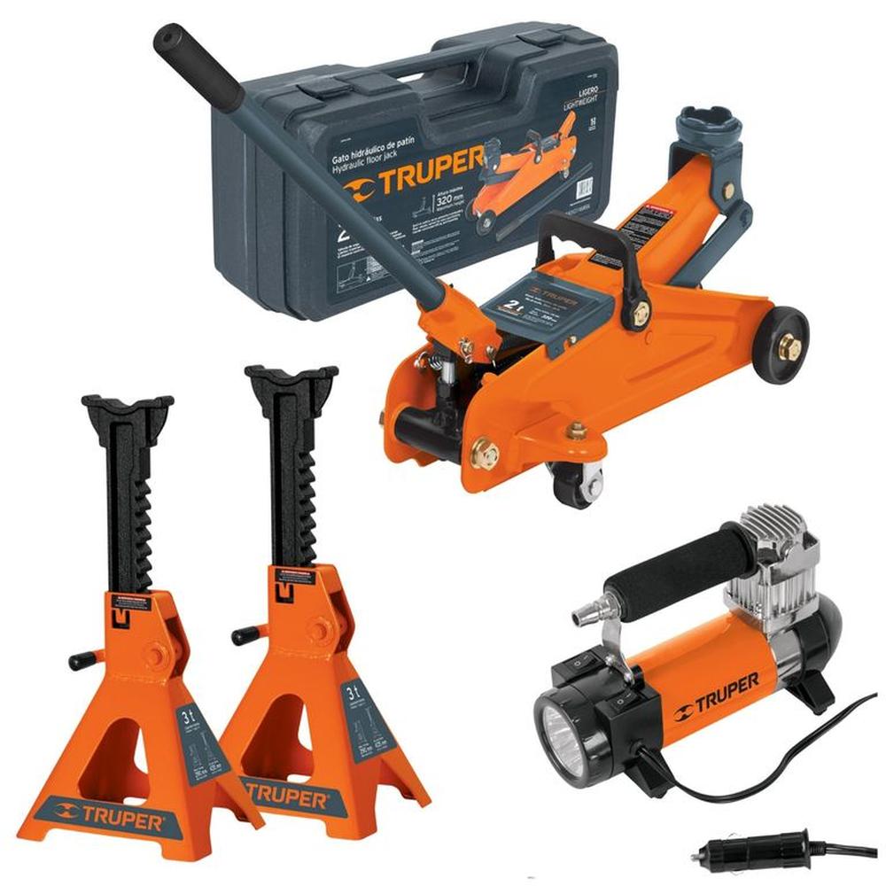 COMBO Gata Lagarto 2TN, 2 Caballetes 3TN, compresor INFLADOR