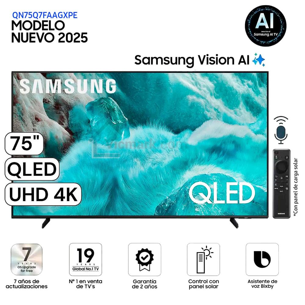 Televisor Samsung QLED 75 Pulg Visión AI Smart TV QN75Q7FAAGXPE - Nuevo 2025
