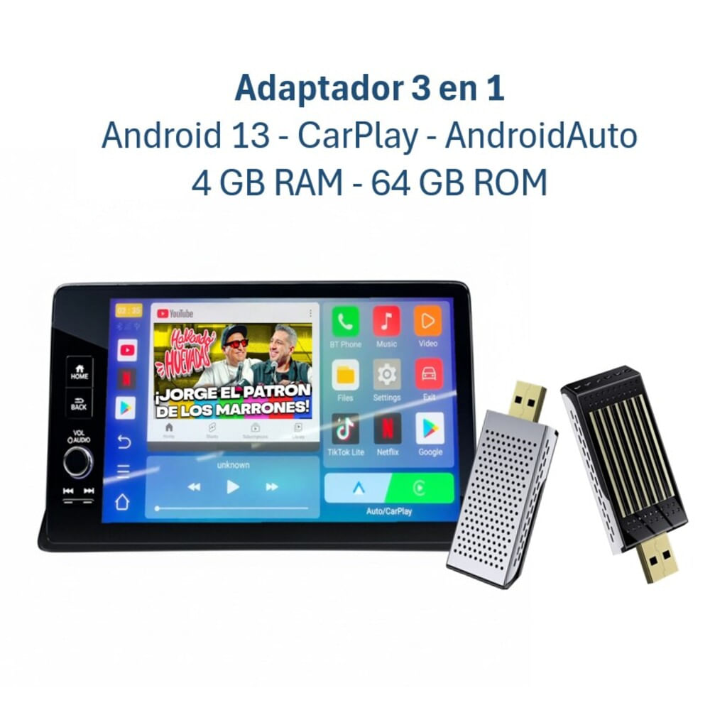 Adaptador AndroidAuto CarPlay Inalambrico Netflix + Disney + Youtube