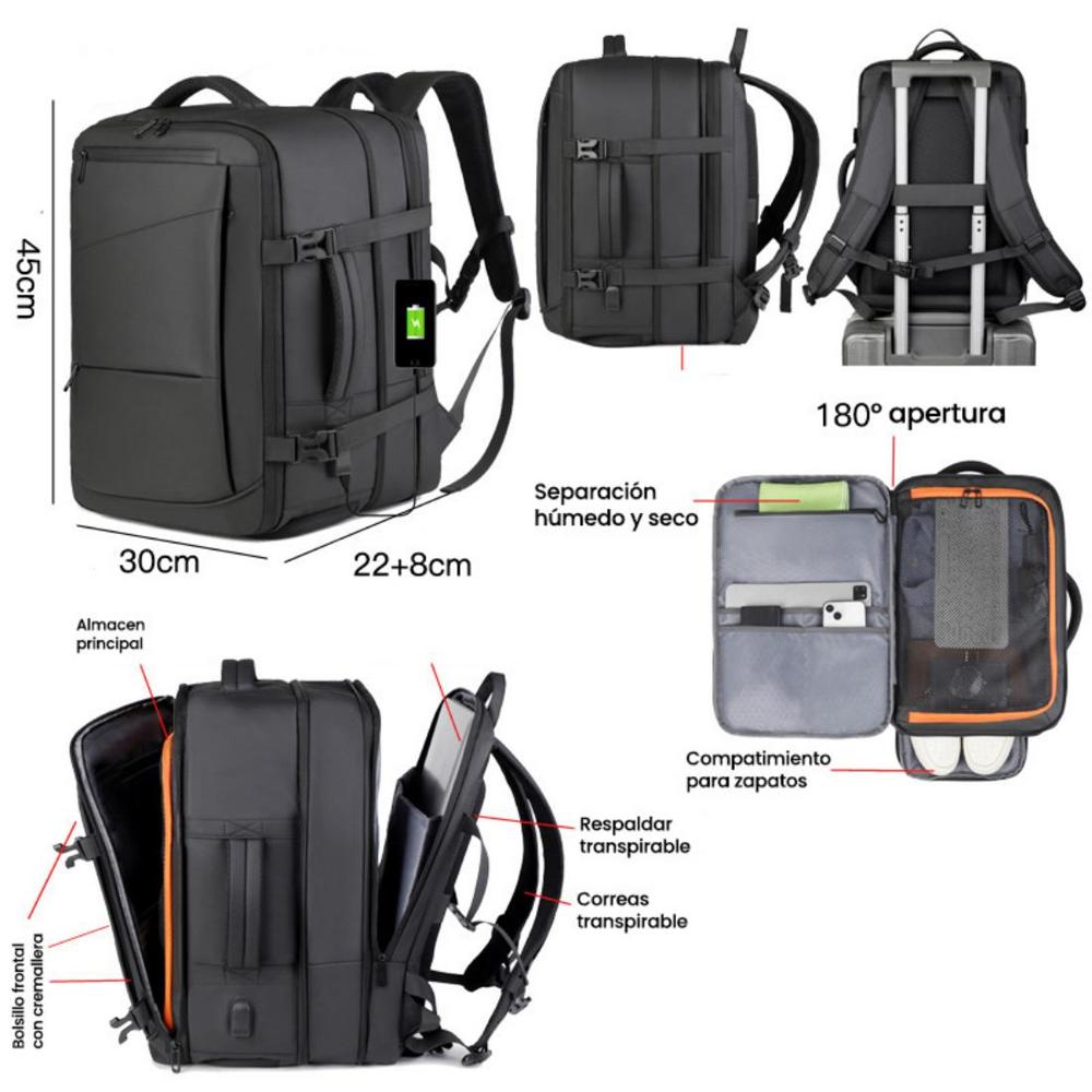 Mochila de VIaje Expandible Equipaje de Mano MOD16