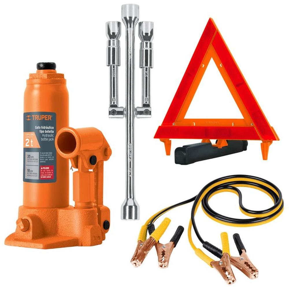 kit Gata 2Ton Llave de ruedas 14 Cables pasa corriente