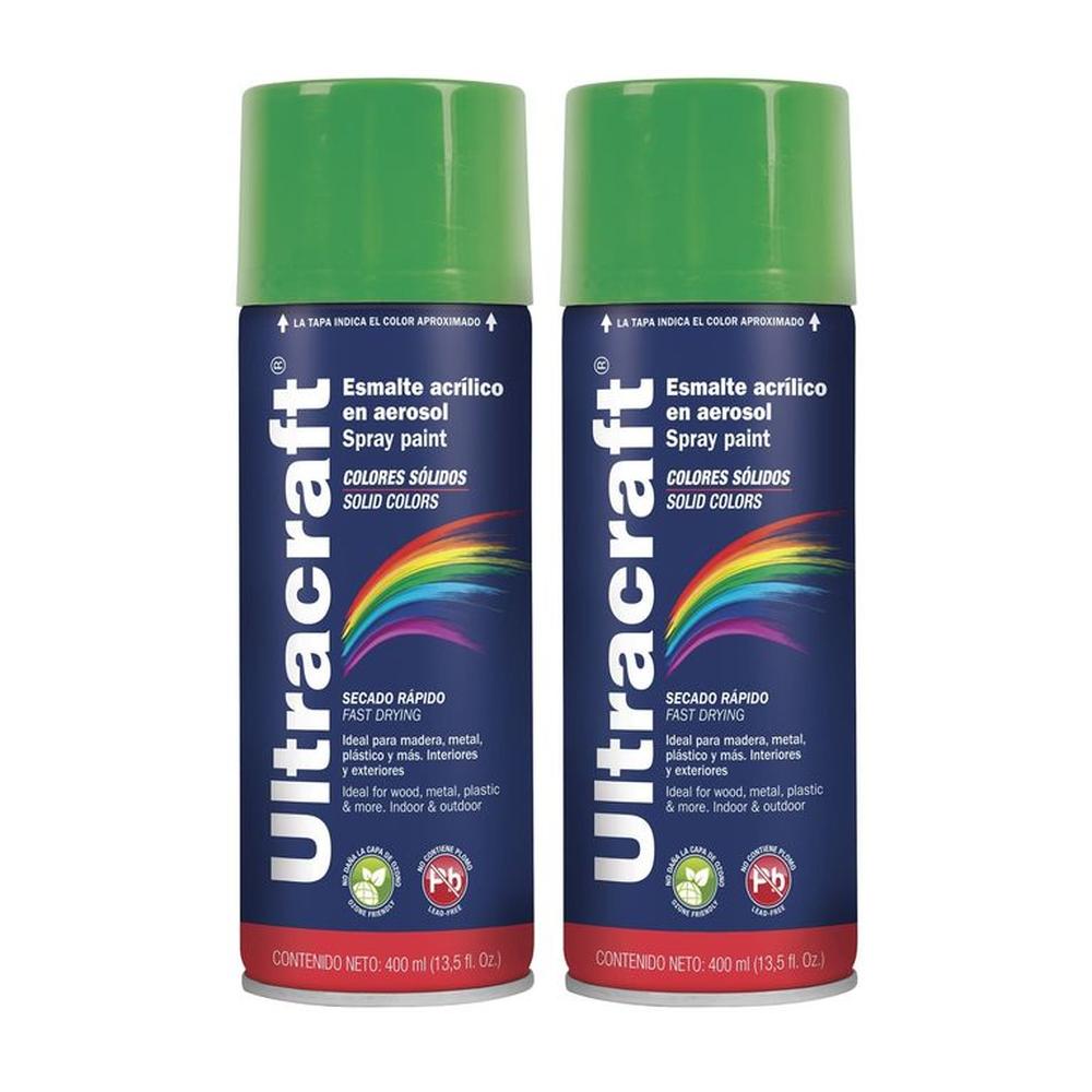 Pintura spray color VERDE IRLANDÉS, 2 UNIDADES ULTRACRAF TRUPER Verde