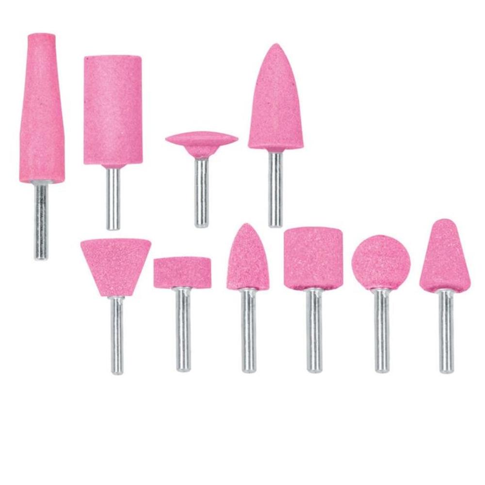 Juego de 10 piedras montadas zanco 1/4", uso general, Truper Rosado