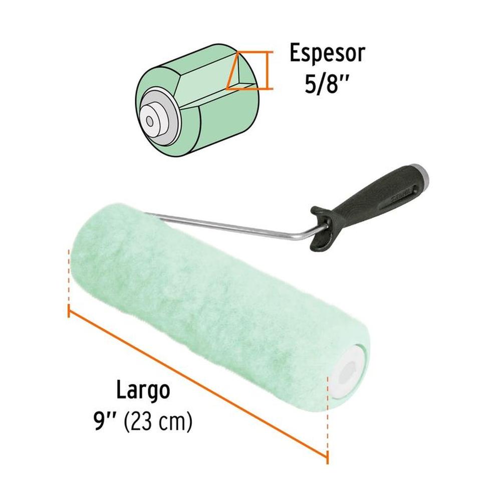 Rodillo para pintar 9 x 58 superficies poco rugosas Truper Verde