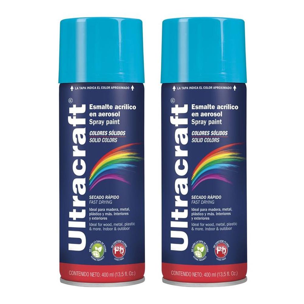 Pintura spray color CELESTE, 2 UNIDADES ULTRACRAF TRUPER Celeste
