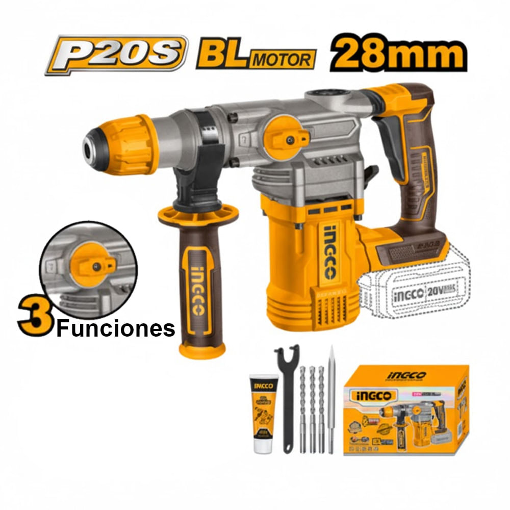 ROTOMARTILLO BRUSHLESS INGCO 20V 4.5J SDS PLUS CRHLI20288