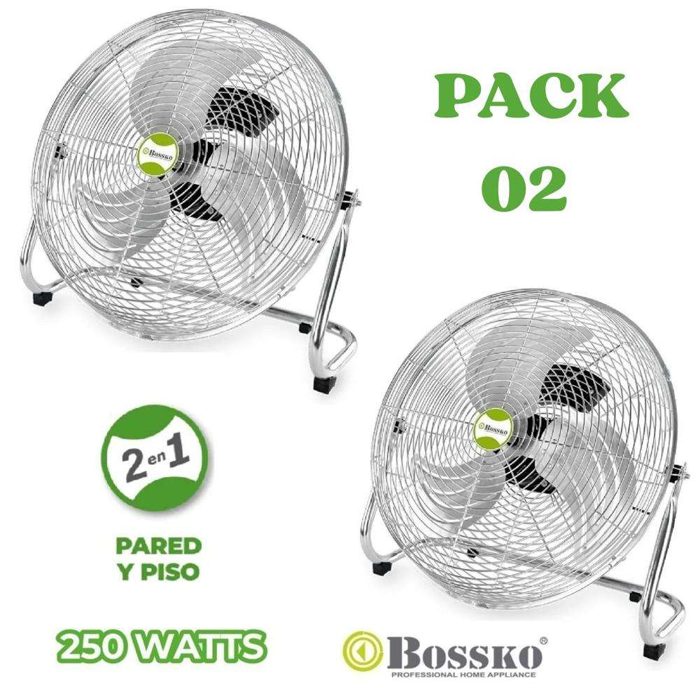 Pack 02 Ventilador Bossko de 18 pulgadas BK-8226VP  250 Watts Color Plateado