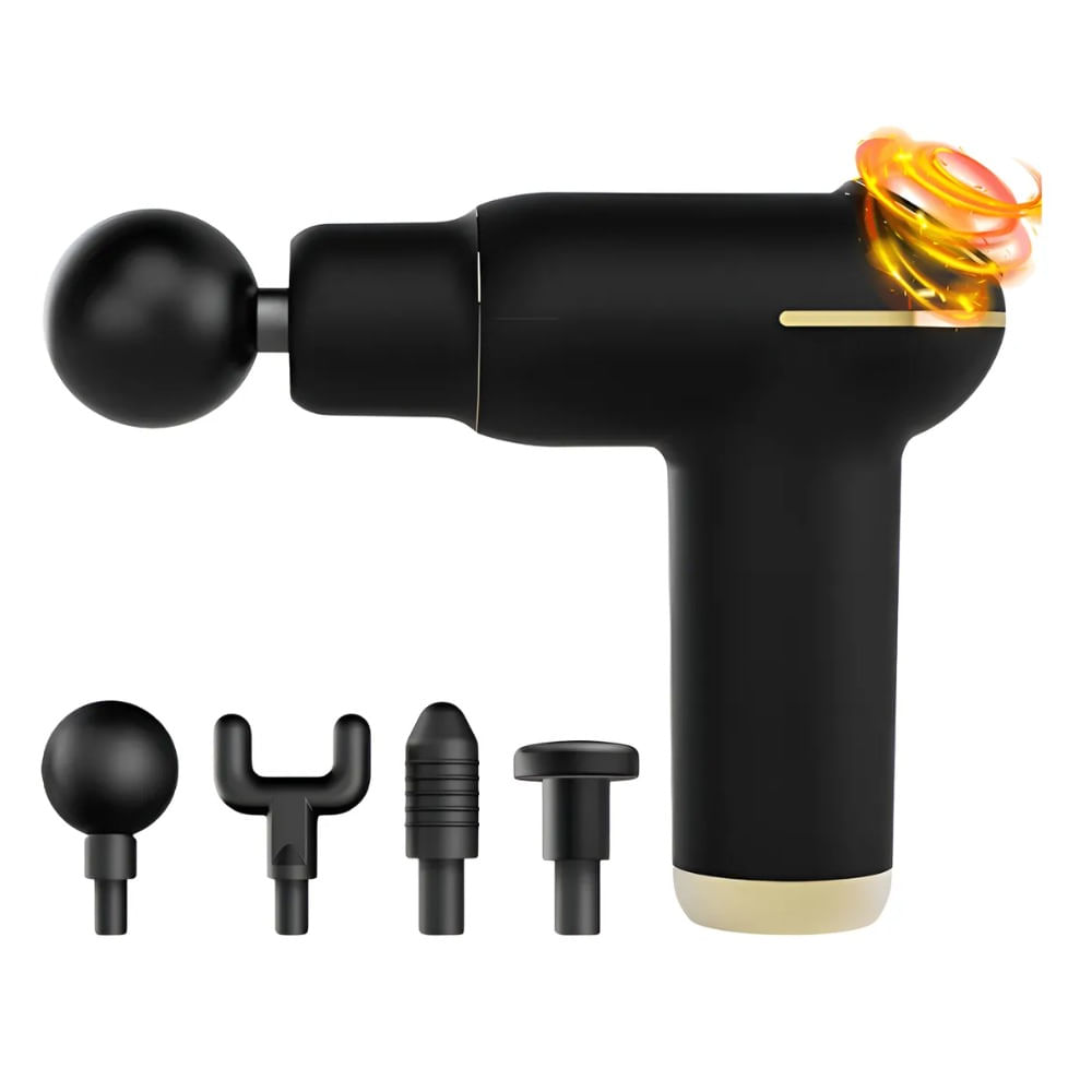 Pistola Masaje Muscular Recargable Sistema De Calor Negro
