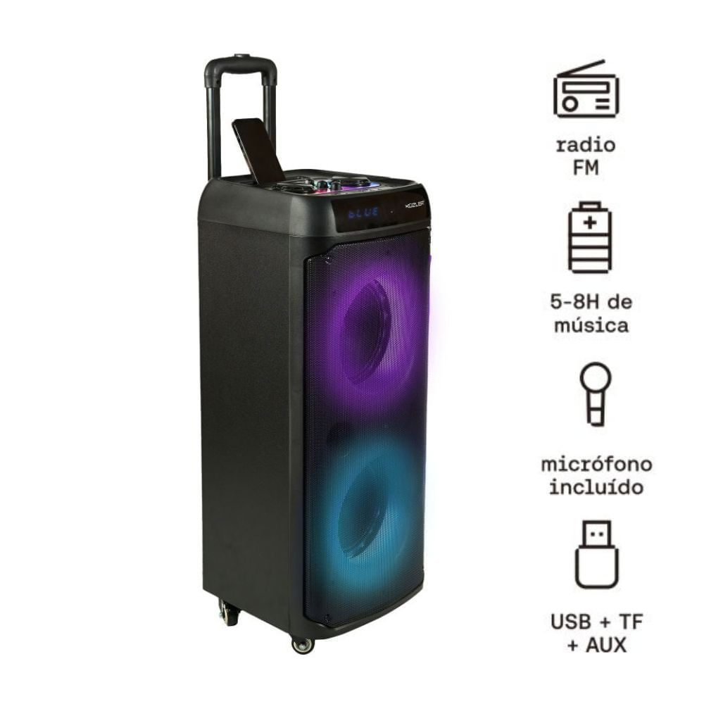 Parlante Karaoke Led con jalador 1600W Helge-101 Negro Parlante Karaoke Led con jalador 1600W Helge-101 Negro