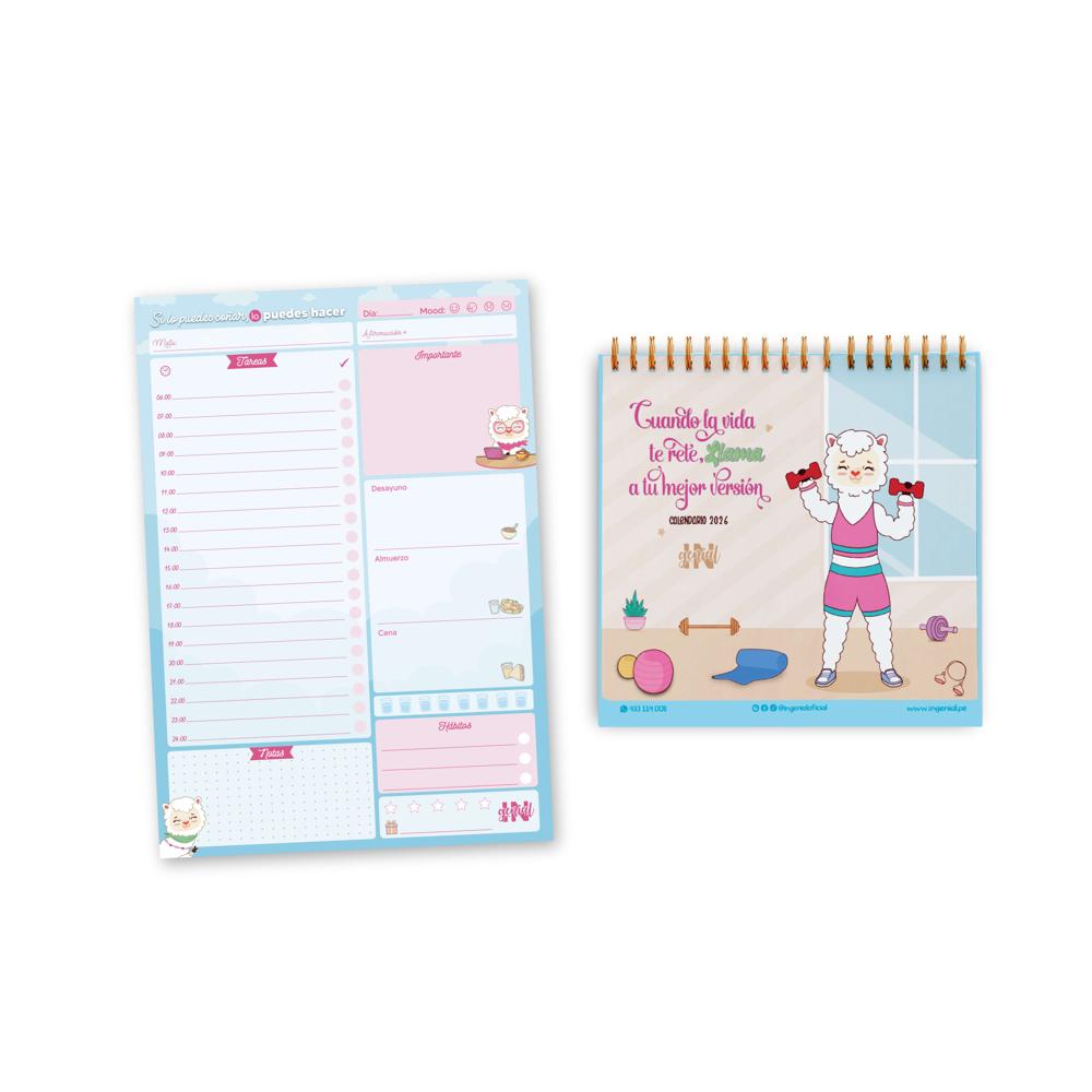 Pack Ingenial Llami dreamy. Organizador mensual y planner diario