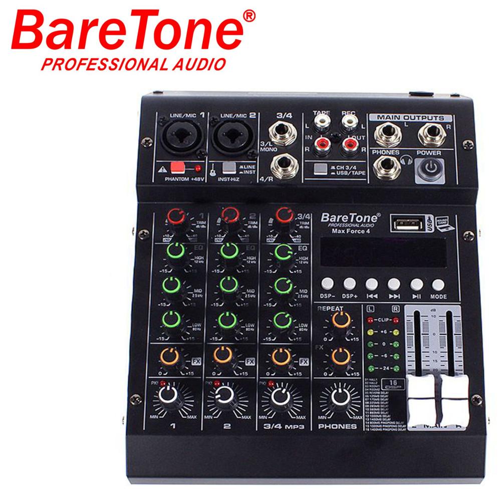 Mezcladora de audio Baretone MAX_FORCE _4 canales 3 salidas