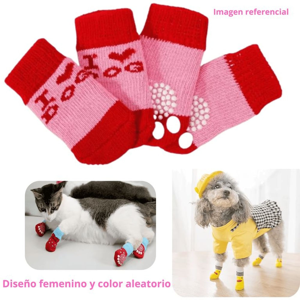 MEDIAS ANTIDESLIZANTES MASCOTA PERROS GATOS HEMBRA T-S