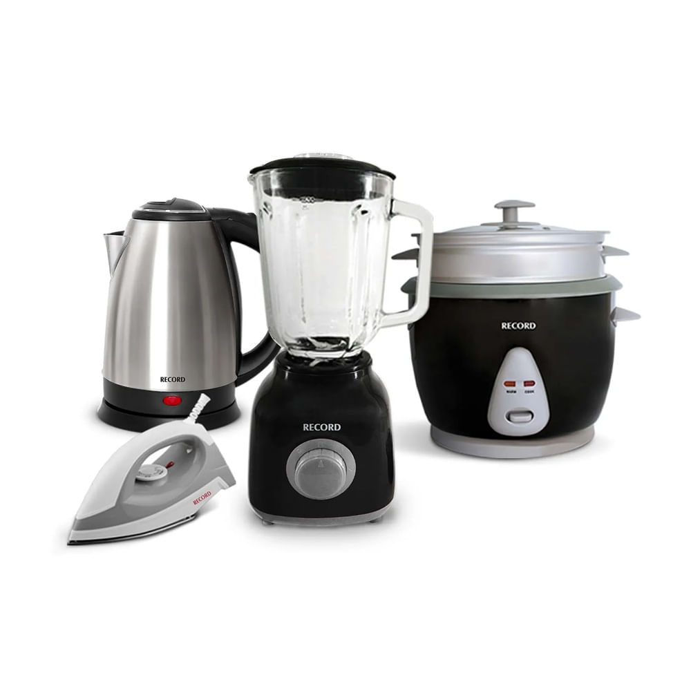 Record Combo Caja Mágica Licuadora Arrocera Plancha y Hervi Negro