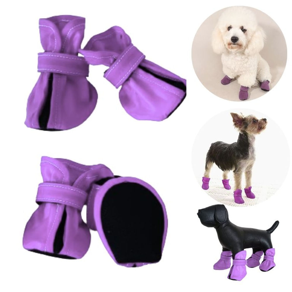 ZAPATOS IMPERMEABLES PERROS MASCOTAS LILA -L